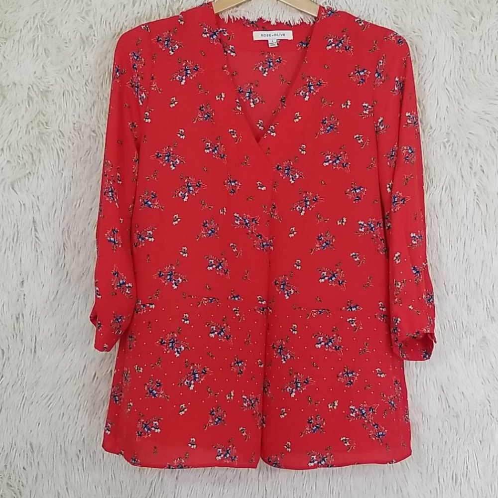 ROSE & OLIVE  flower print blouse top size small